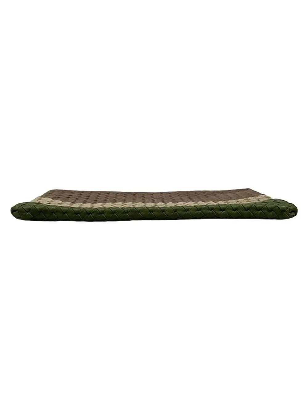 Bottega Veneta Clutch Intrecciato Dark Brown Beige Green Leather